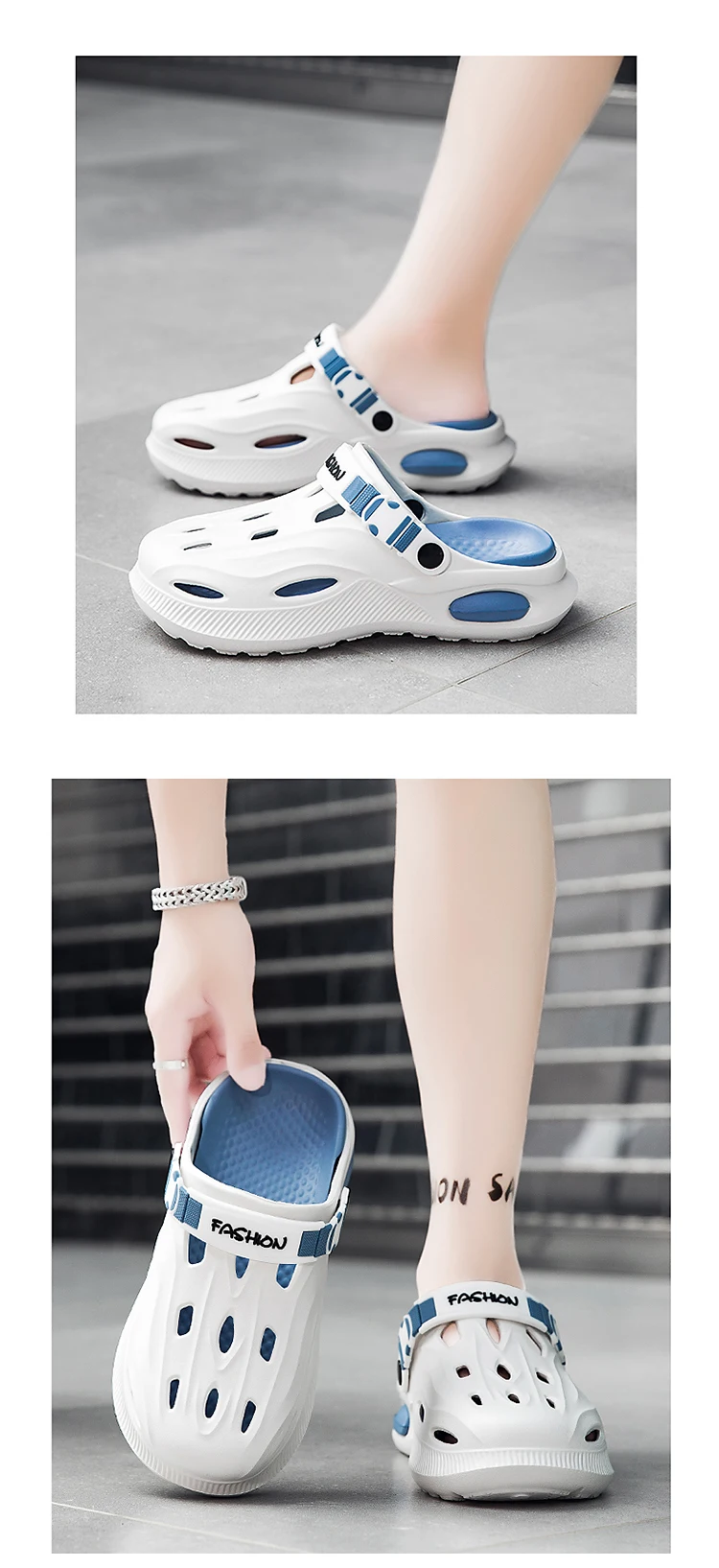 Herren Sommer Outdoor Rutschfeste Clogs mit Weichem Tragegefühl, Paar-Outdoor-Sport-Strandsandalen mit Geschlossener Zehenpartie – Detail 11