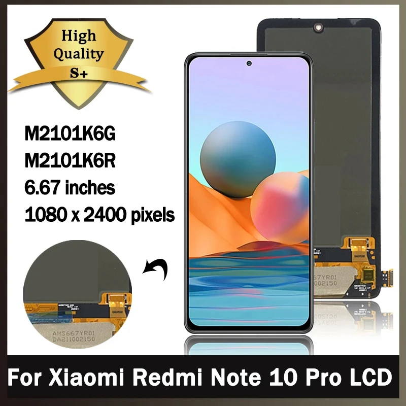 NEW M2101K6G Display for Xiaomi Redmi Note 10 Pro LCD Touch Screen Digitizer Assembly Parts for Redmi note10pro M2101K6G display