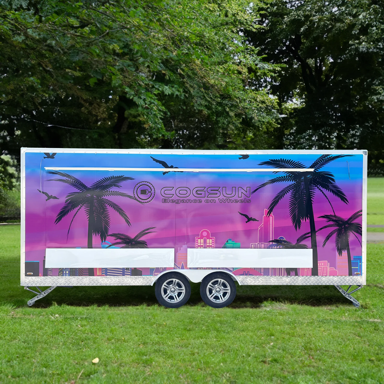 

Мобильная визитная тележка для кофе и пузырькового чая Компактный прицеп для еды с оборудованием