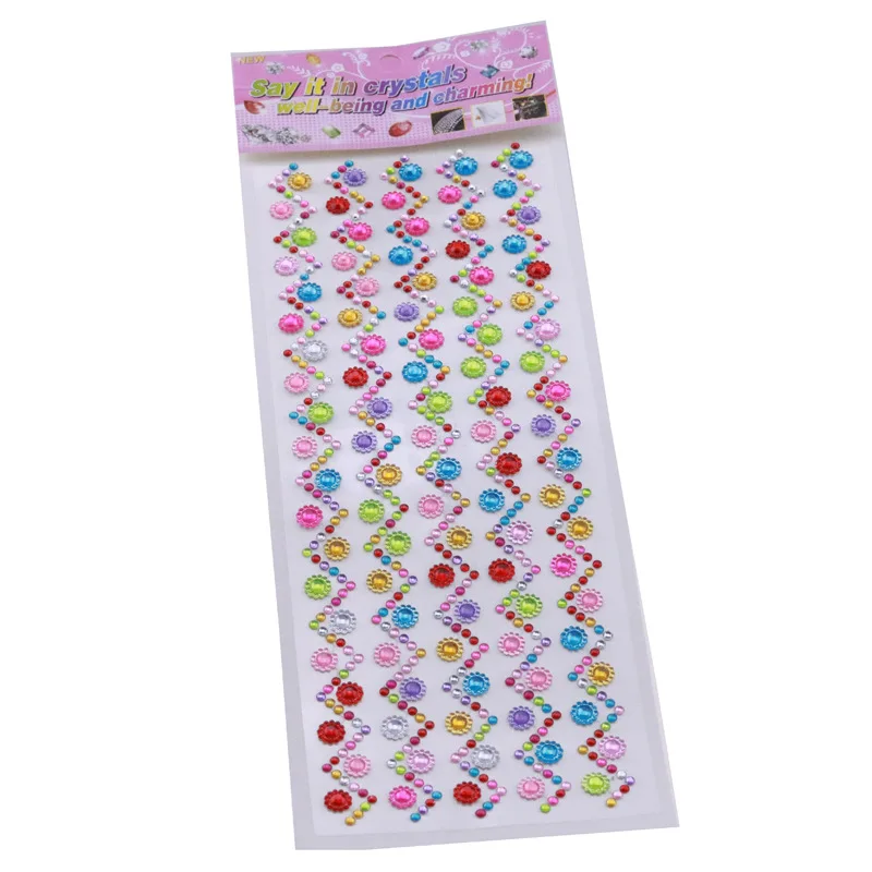 Colored Acrylic Bracelet Diamond Attached Sunflower Round Diamond Self-backing Adhesive Sticker Gift For Girls