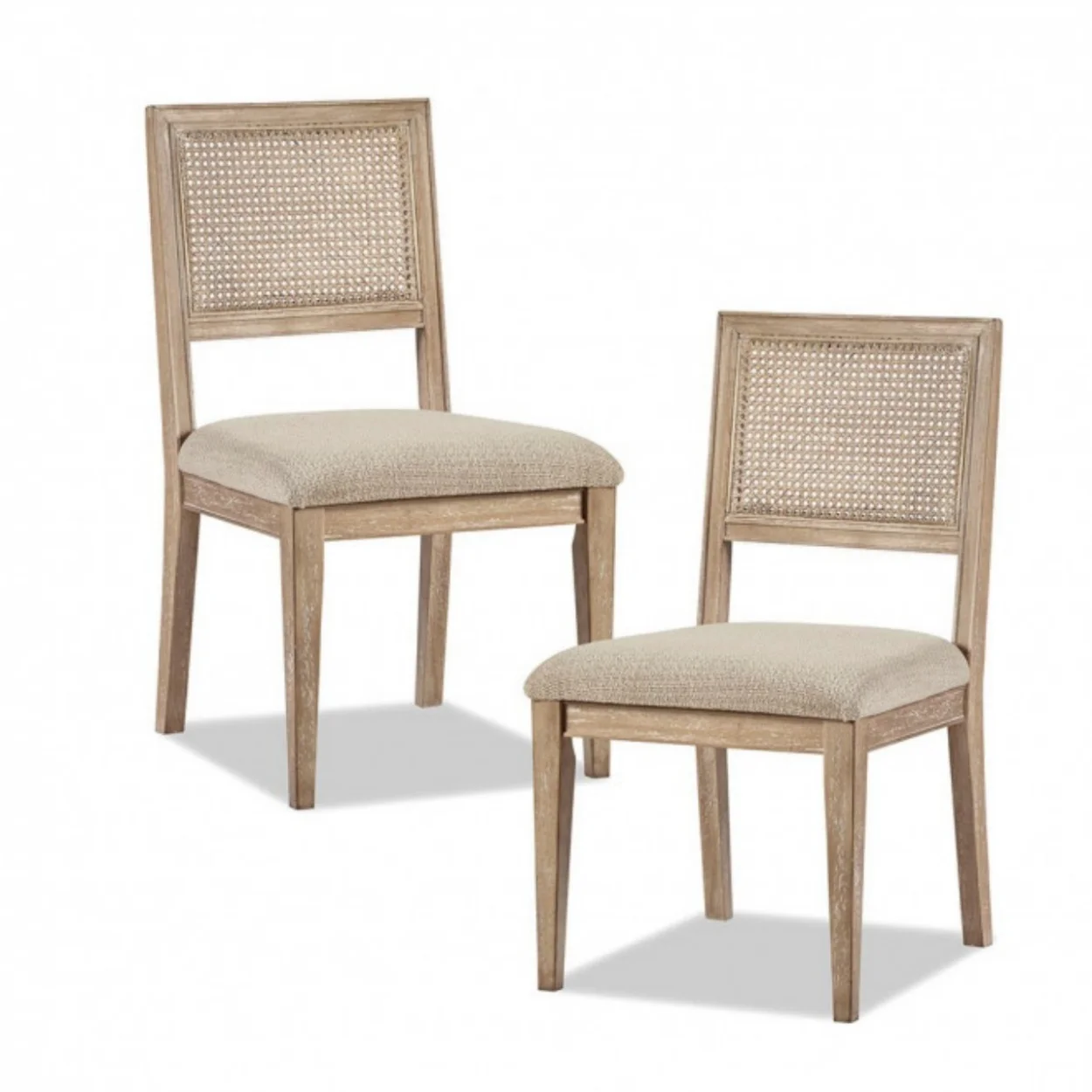 # Dining Room Furniture Chair Recycled Solid Wood Cane Inset Back Upholstered Seat Dining Chair