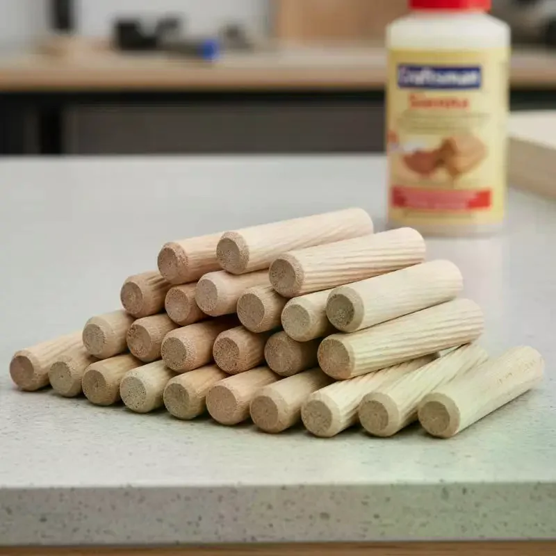 100Pcs Wooden Dowel Cabinet Drawer Round Fluted Wood Craft Dowel Pins Rods Set Furniture Fitting Wooden Dowel Pin