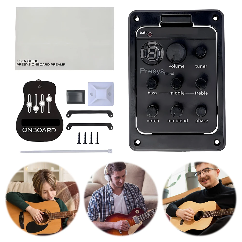 1 Set 301 Pickup4 Band Acoustic Guitar Pickup with Tuner Presys 301 Mic Blend Preamp EQ Tuner Guitar Amplifier Guitar Truss