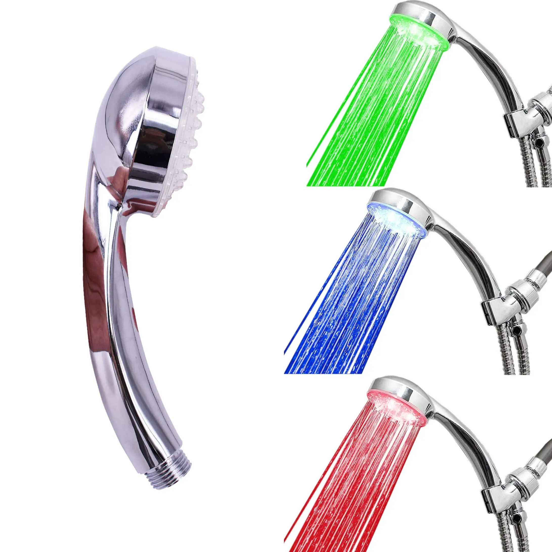 LED Temperature Sensitive Color Changing Shower Head Round Rainfall Showerhead for Bathroom Shower Set