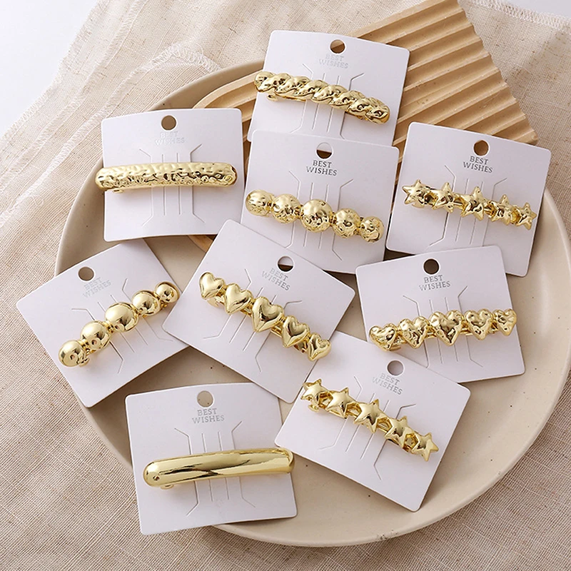 1Pc Irregular Golden Hair Clips Hammered For Women Hair Loop Band Daily Jewelry Hair Accessories