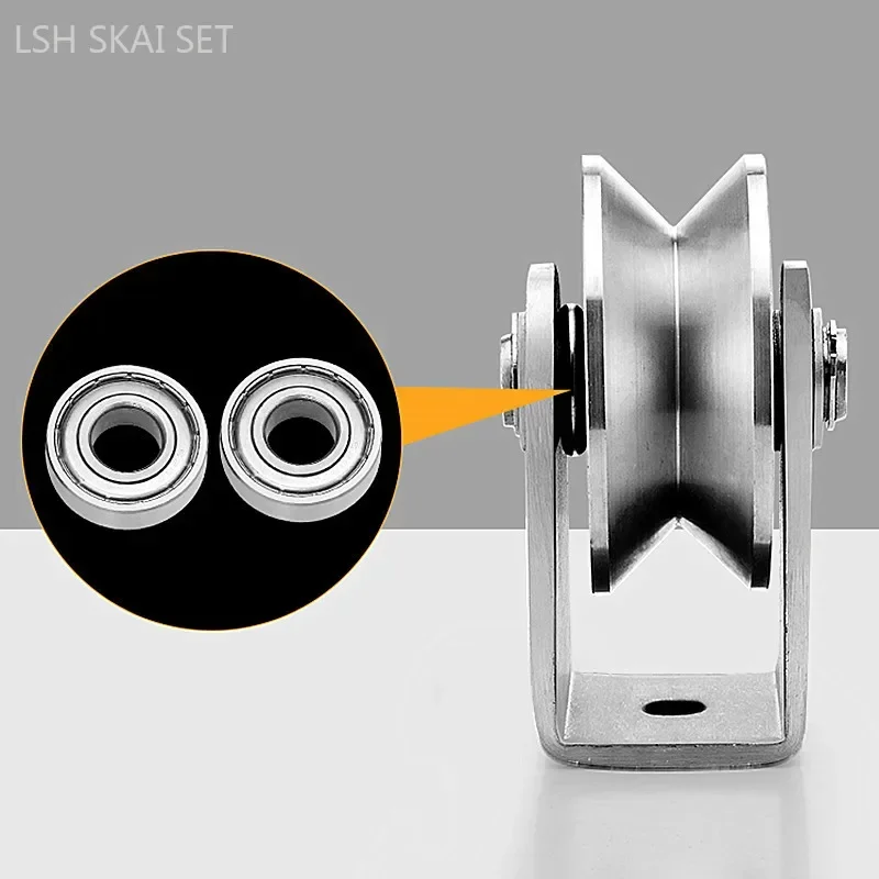 Stainless Steel V/U/H Type Track Pulley Sliding Door Roller Wire Rope Lifting Pulley High Quality Mute Bearing Directional Wheel