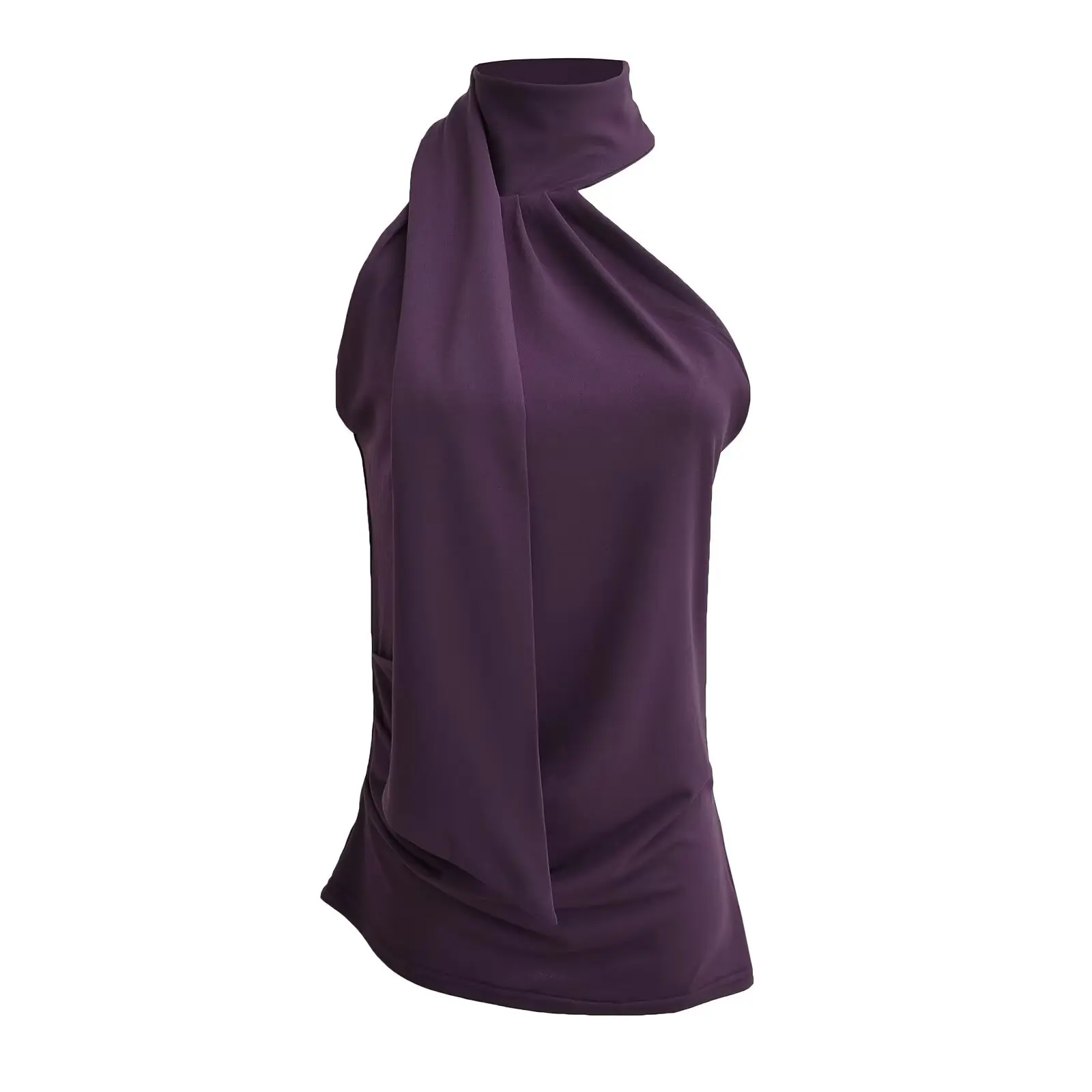 디자인 숄더 드레이프 화이트 슬리밍 탑 여성 여름 핫 솔리드 컬러 스파이시 걸 비대칭 민소매 베스트 스트리트 스타일