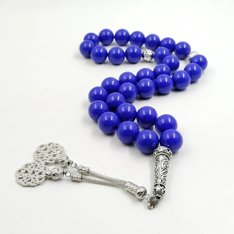 Tasbih Blue resin 20mm big size Muslim prayer beads Eid gifts Ramadan islamic misbaha arabic rosary accessories on hand