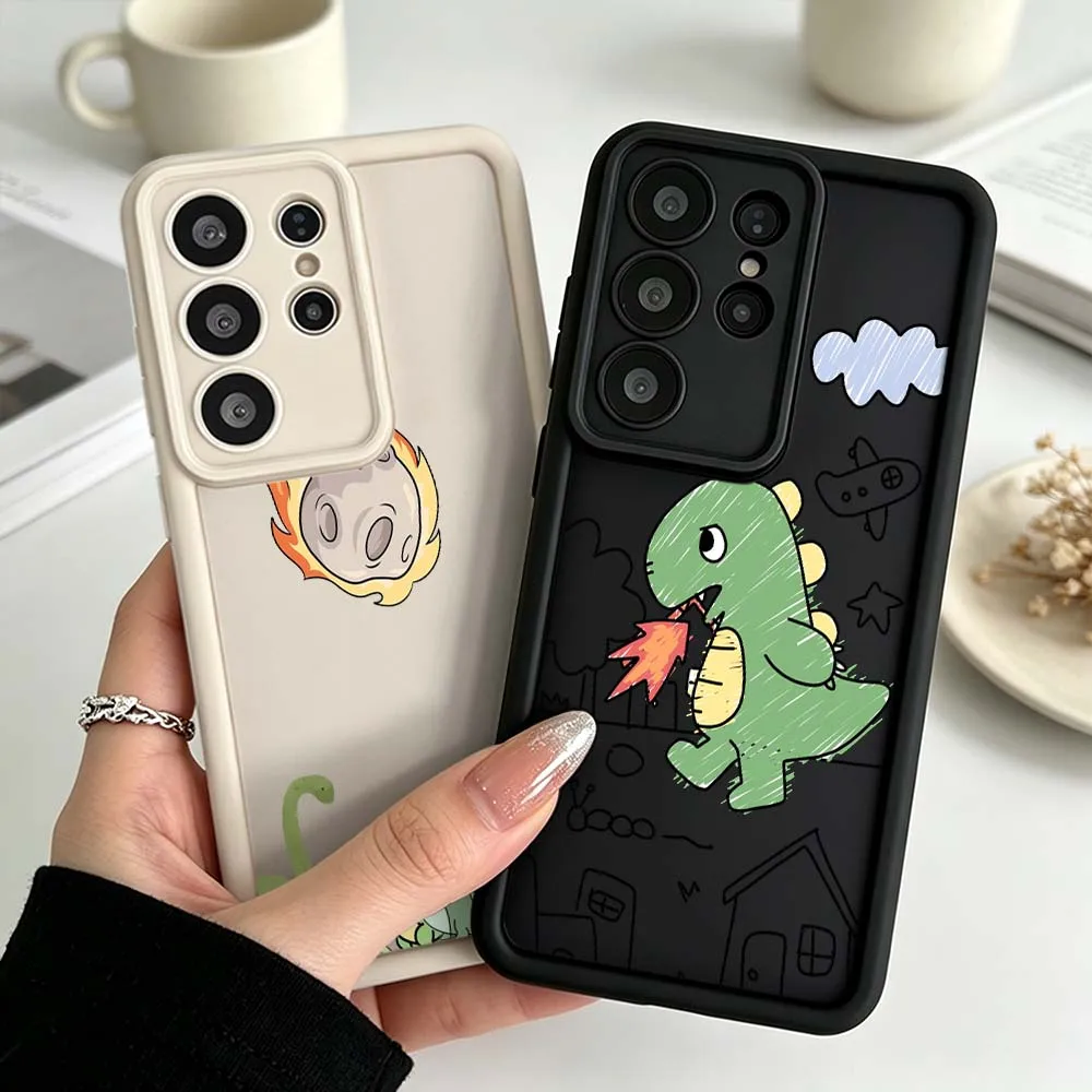 Meteorite Dinosaur Pattern Phone Case For Samsung Galaxy S26 S25 S24 S23 S22 S21 S20 Ultra Plus FE Eye Ladder Silicone Cover