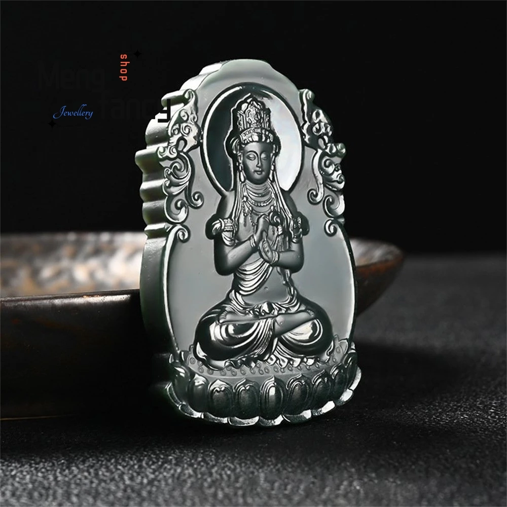 الطبيعية Hetian الأخضر اليشم ثمانية الآلهة الحارس زودياك بوذا على الوجهين محفورة قلادة عالية الجودة مجوهرات الأزياء الفاخرة #5