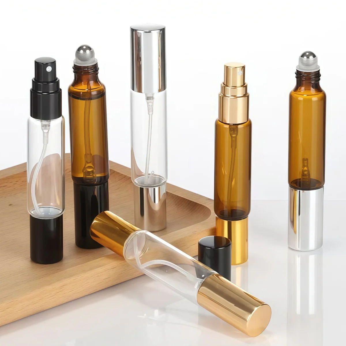 3 stks 10 ml tweekoppige glazen parfum doseren fles Hervulbare Parfumflesjes Glazen Spray Fles Bal-type Opslaan Cosmeti