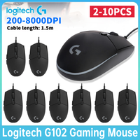Logitech G102 Wired Mouse 2-10pcs 8000DPI Color LED Customizing 6 Buttons Optical Gamer Mice PC Computer RGB Rechargeable Mouse