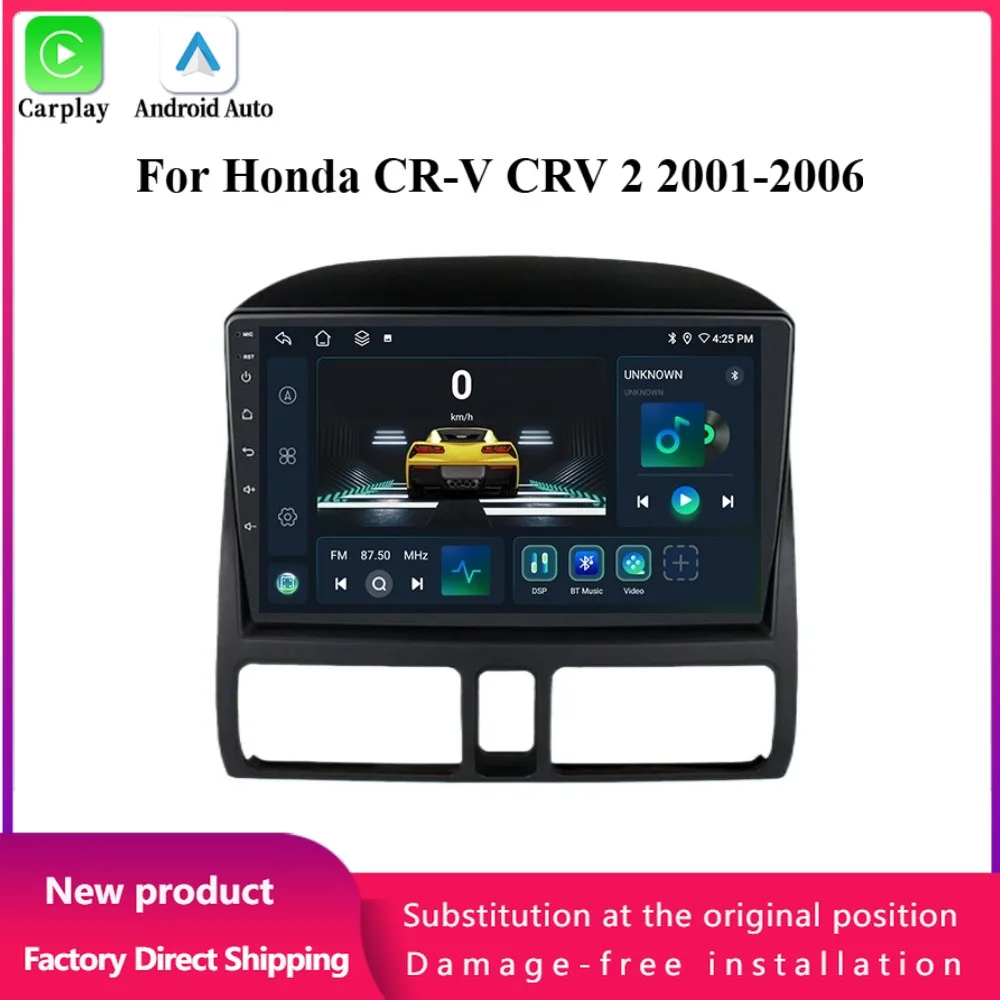 

For Honda CR-V CRV 2 2001-2006 Car Radio Android Multimedia Navigation 4G GPS Wireless Bluetooth Carplay GPS Touch Screen Stereo