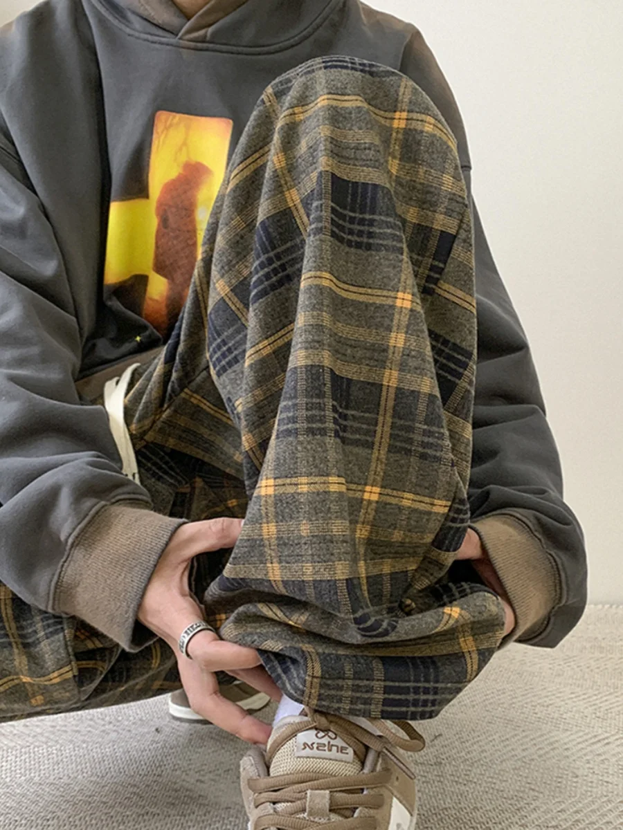 

Мужские зимние утепленные брюки с флисовой подкладкой, прямые, повседневные, свободные, широкие, длинные, в японском стиле, для отдыха