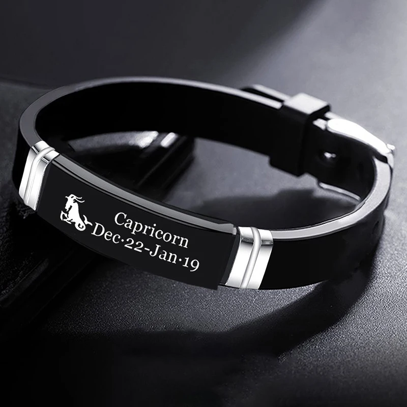 12 Constellation Zodiac Sign Bracelet Men Stainless Steel Scorpio Libra Adjustable Bracelets Bangles For Women