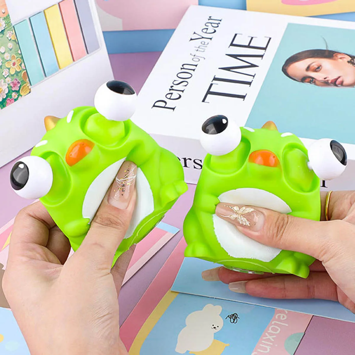 Cartoon Animal Eyeball Burst Squeeze Sensory Toy Tyrannosaurus Rex Pinch Squishy Toy Kids Decompression Fidget Funny Gift