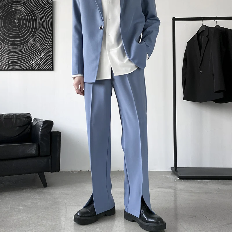 Pants Men Trousers Casual Autumn New Arrival Front-slit Fashion Straight High Street Office Clothes Simple Business Harajuku