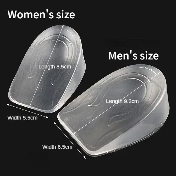 2PCS Invisible Silicone Height Increase Insoles Gel Heel Lifting Inserts Transparent Foot Care Protector Elastic Shoe Insert 3CM image 4
