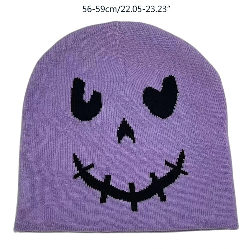 Elastic Windproof Winter Hat Knitted Emoticon Pattern Hat for Women Men Keep Ear Warm Hat Soft Cold Weather Supplies