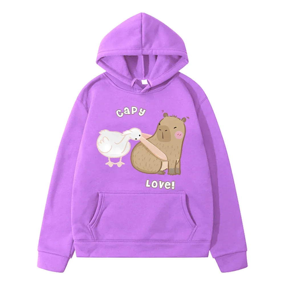 

Осенние толстовки с принтом капибары и утки, флисовая толстовка y2k sudadera для мальчиков, пуловер капибара, куртка с капюшоном в стиле аниме, детская одежда для девочек