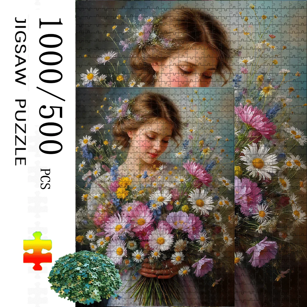 

1000/500 шт. Пазлы для девочек и цветов, подходящие для взрослых и семей — крупномасштабный мозг со сложным деталями, домашний декор своими руками