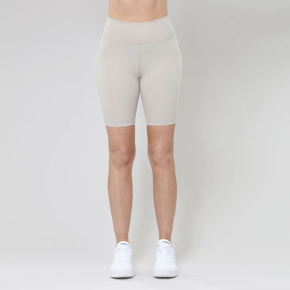 

BODYGO High Waisted Brushed Biker Shots Slim Fit Solid Yoga Sport Short Leggings for Women Ivory