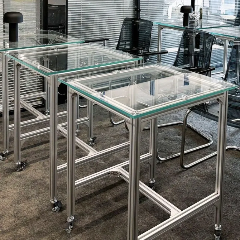 

Tempered glass table Aluminum profile dining table Square restaurant Coffee table Square