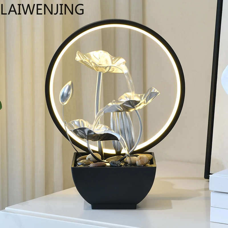

HLZ Lotus Flowing Water Lucky Waterscape Flowing Water Ornament Living Room Study Ornament Ornament