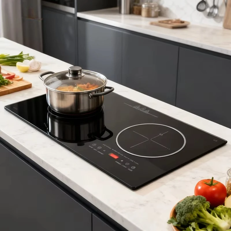 New Commercial 2 Burner Touch Control Electric Ceramic Stove Electric Double Head Cooktop Embedded Double Cooker for Kitchen