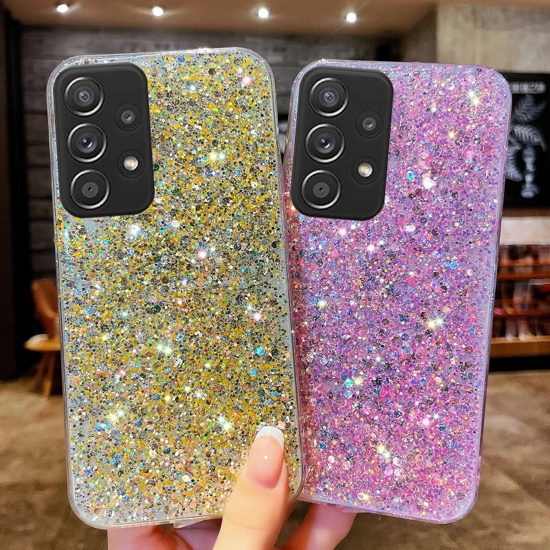 For Samsung Galaxy A12 A32 A52 A52S A72 A13 A23 A50 A51 A71 A11 A21S A31 A20 A33 A22 A10S Shiny Glitter Silicone Soft Back Case