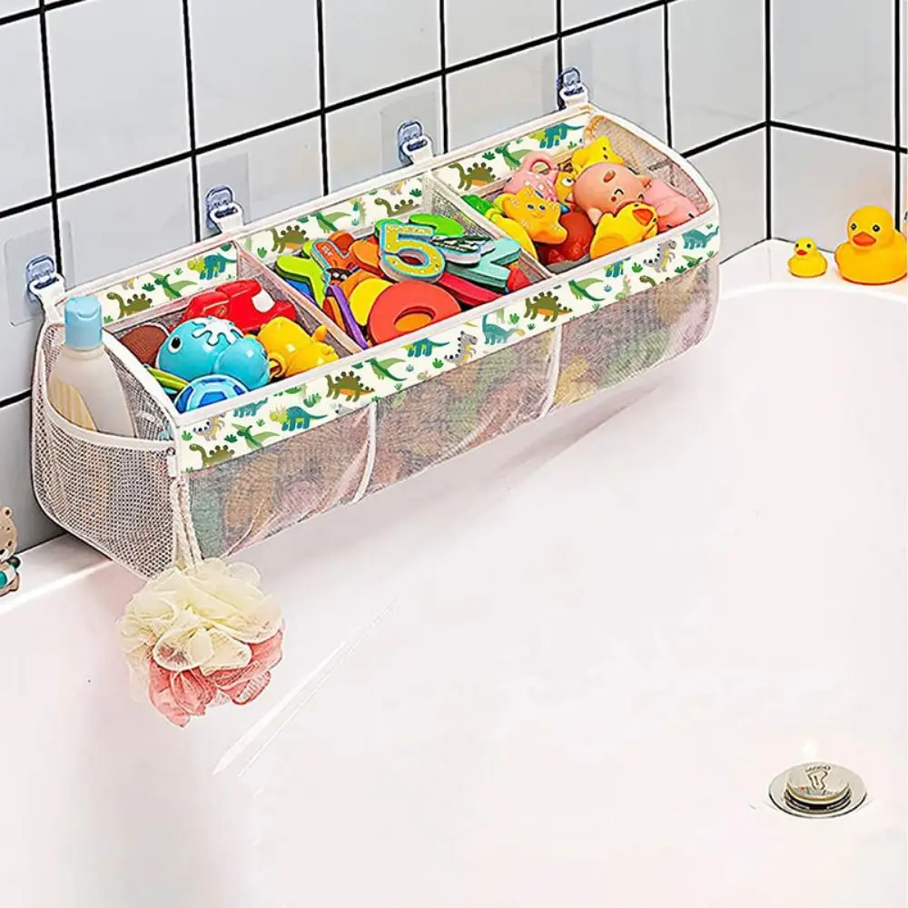 

Сумка для хранения в ванной комнате с большими отверстиями, 3-х отделений, дышащий органайзер для ванны, большая вместимость с липким крючком