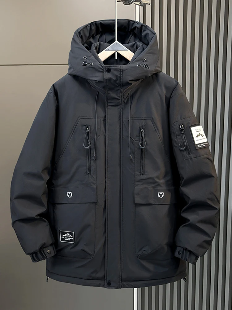 

Мужская очень большая зимняя куртка-пуховик Thiened White Du, свободного кроя, теплая, для активного отдыха, повседневная, для работы