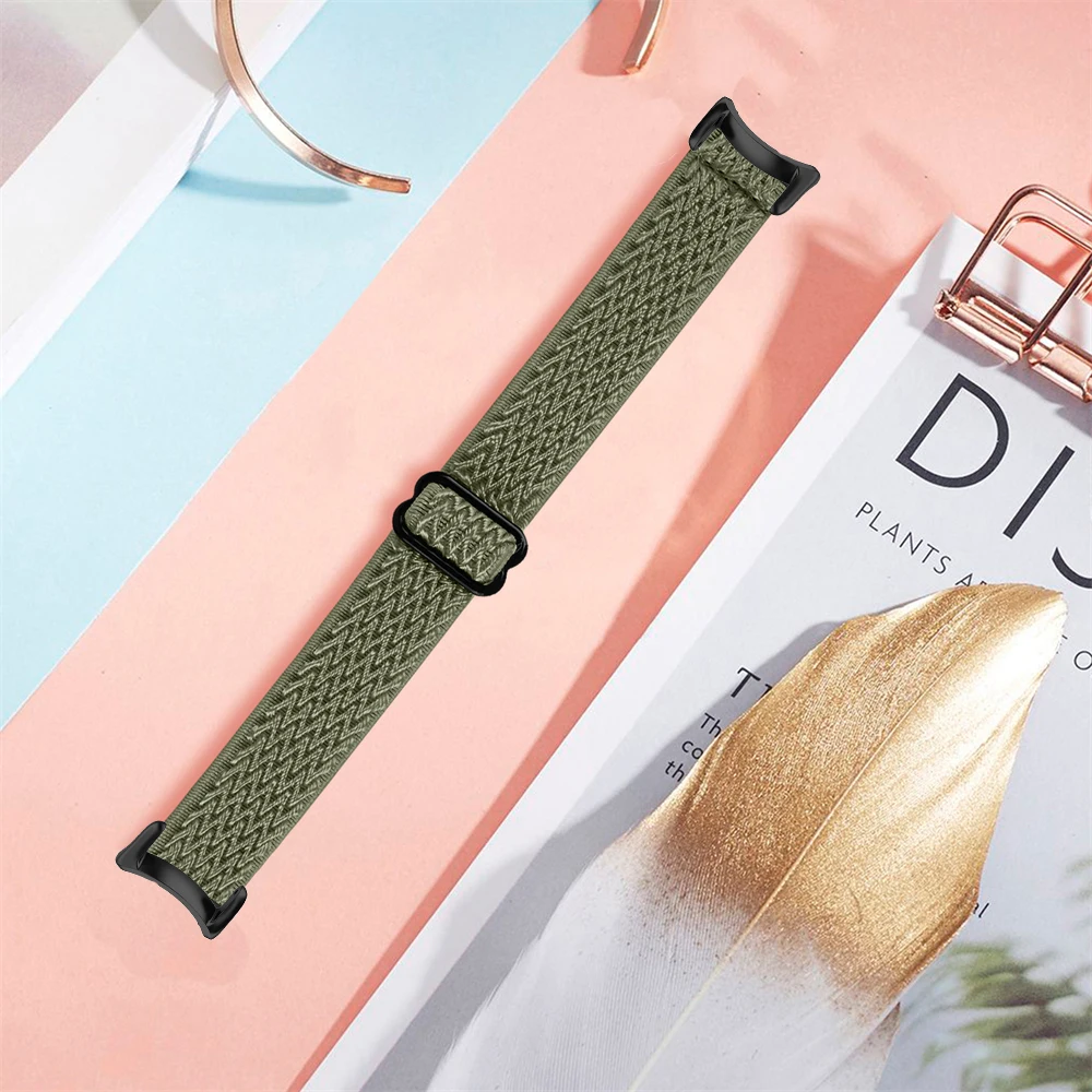 Xiaomi Mi Band 8用の男性と女性用の弾性ブレスレット,Xiaomi Mi Band 8用の編組スポーツブレスレット,シリコンブレスレット