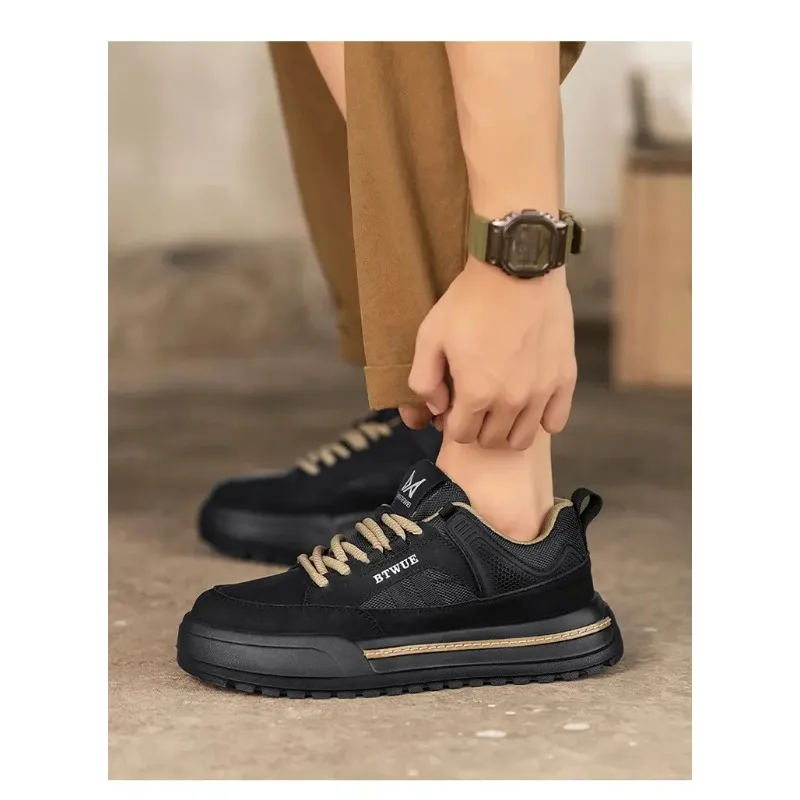 

Men's Shoes New Cargo Shoes Lace Up Retro British Fashion Shoes Men's Casual Leather Shoes Outdoor Temperament Sneakers