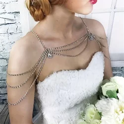 Elegant Fashionable Tassel Wire Strap Rhinestone Body Shoulder Chain Nightclub Ball Crystal Body Shoulder Chain  Jewelry