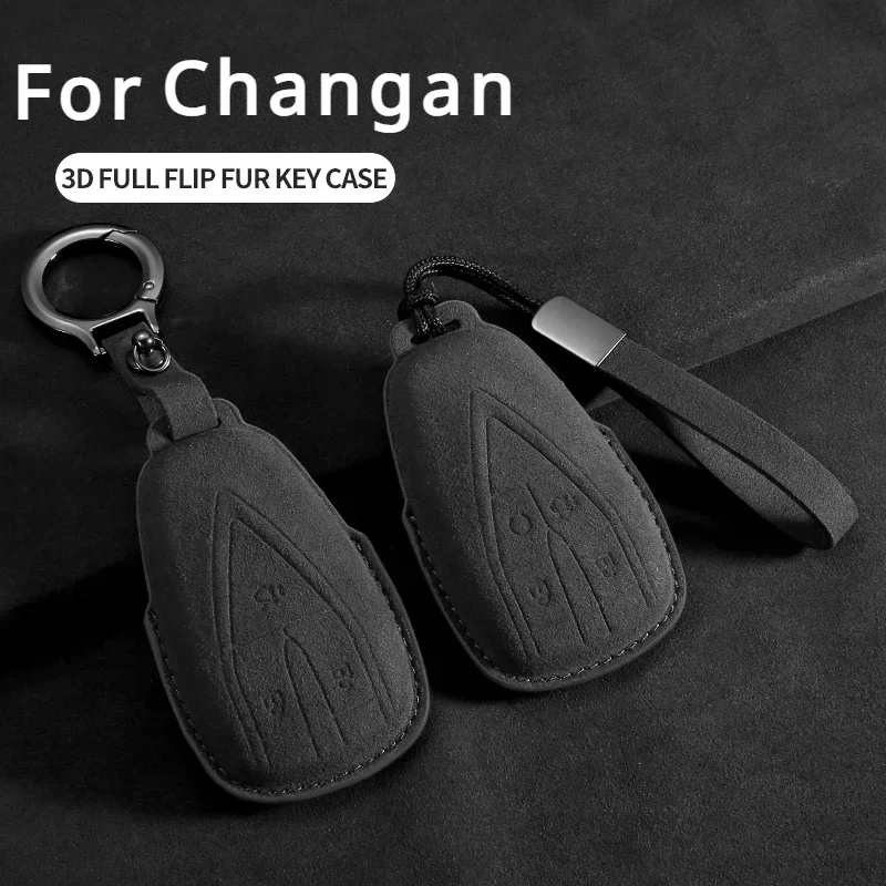 

Car Key Case Cover Shell Fob For Changan CS35PLUS CS35 Plus CS55 PLUS CS75 PLUS Eado UNI-T UNI K Oushang X5 X7 EV Suede Keyring