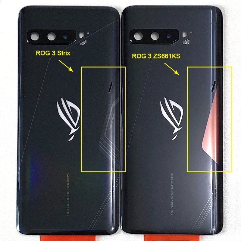 

6.59" For Asus ROG 3 ROG Phone 3 ZS661KS Strix Back Cover Camera Frame Lens 3M Sticker Rear Door Battery Glass Housing