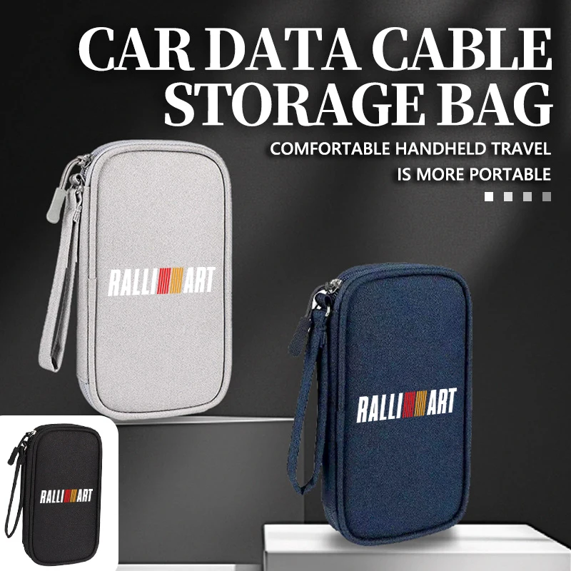 Sac de rangement numérique pour logo de voiture Mitsubishi, sac de rangement pour câbles de données et chargeurs, accessoires organisateurs pour Lancer Evo Evolution ASX