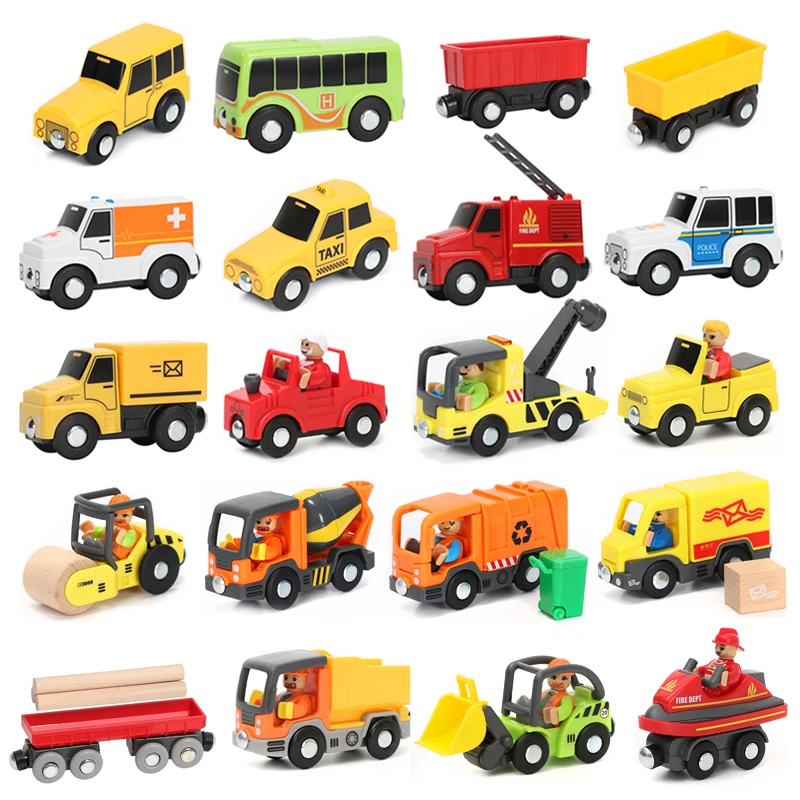 Carro magnético brinquedo função trem pista cena carro caminhão acessórios compatíveis com pista de madeira brinquedos educativos das crianças w09
