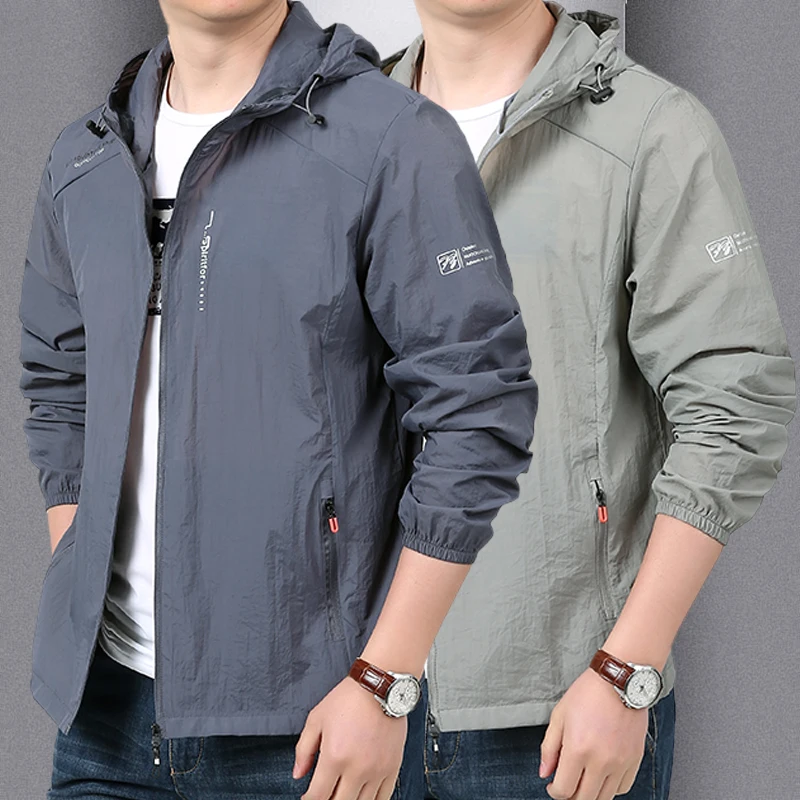 Ultra-Thin Summer Sun Protection Ice Silk Outdoor Casual Jacket Men's Breathable Sport Top Ultralight Fashion City Style Long...