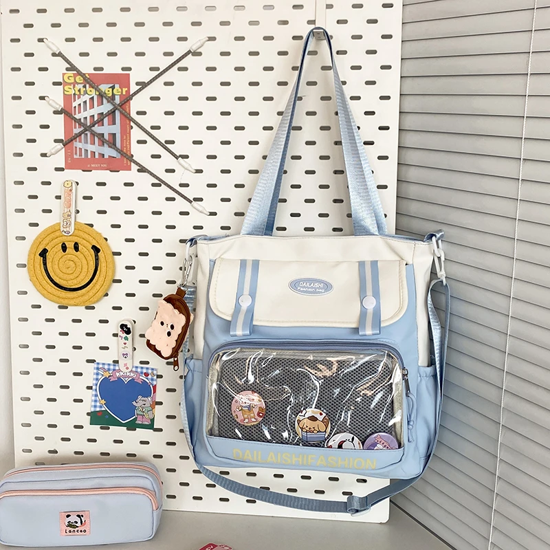 Bolso escolar personalizado para niñas y niños, bolsa cruzada de gran capacidad, sólido, Visible, conveniente, gran oferta, 2024