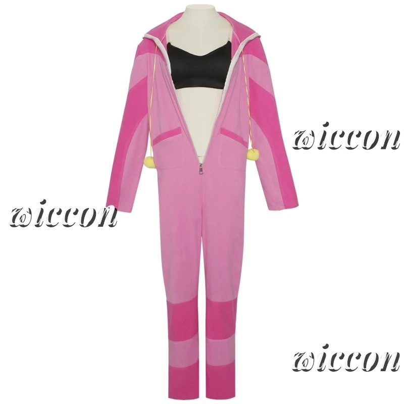 Game Street & Fighter 6 SF Han Juri Cosplay Costume Wig Pink Pajamas Women Girls Winter Halloween Suit - view 2