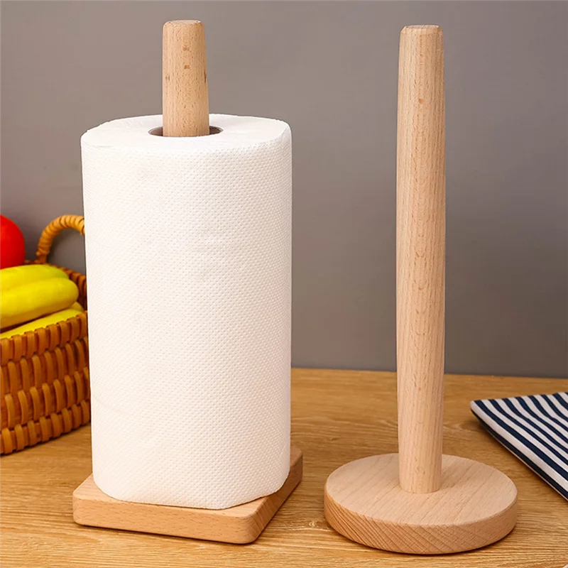 

B28C-Кухонный деревянный рулонный держатель для бумажных полотенец, вертикальная подставка для бумажных полотенец для ванной комнаты, одноразовые аксессуары для хранения бумажных полотенец
