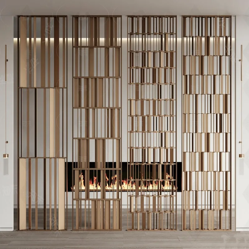 Modern Metal Partition Grille Light Luxury Simple Stainless Steel Screen Hollow Screen Custom European Hotel Lobby