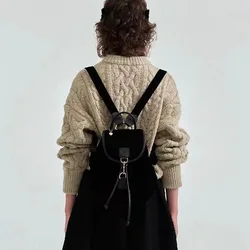 FIRMRANCH-mochila antirrobo de cuero Coehide para mujer, bolso versátil de alta calidad, con Panel de terciopelo negro suave Retro, de alta calidad