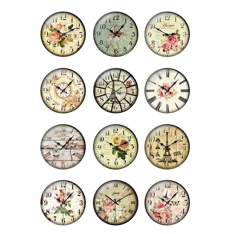 12pcs/lot Round Vintage Clock Pocket Watch Photo Glass Cabochon 10mm To 25mm for DIY Jewelry Making Findings & Components T124