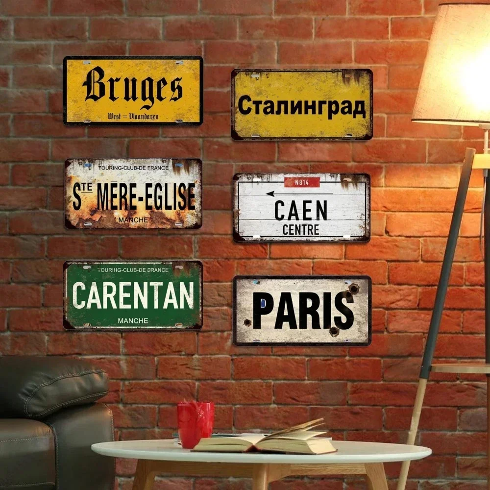 Vintage Berlin Caen City Road Plate Tin Sign Metal Sign Plaque Home Decoration Shop Man Cave Bar Pub Poster Metal Wall Decor