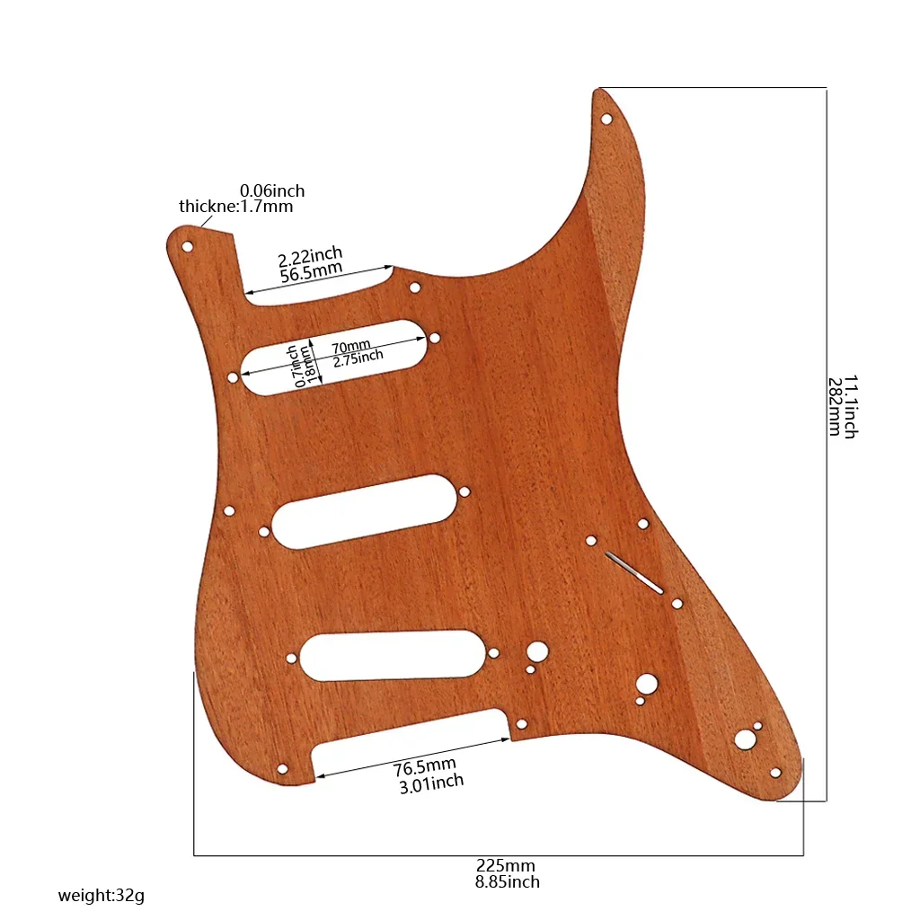 1 pcs  Guitar Pickguard SSS Scratch Plate 8 Hole Wood  for Stratocaster Style Guitar pickguard