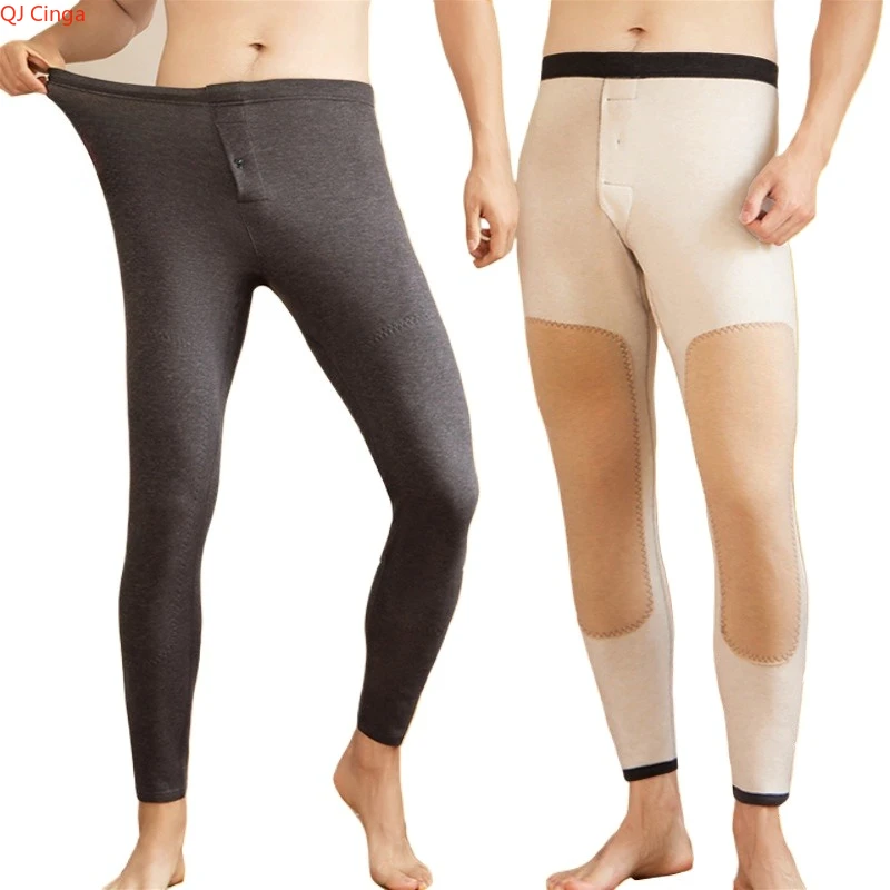 Winter New Arrival Men's Gray Knee-Protecting Padded Thermal Pants Women's Purple Cold-Resistant Thermal Underwear Bottoms.