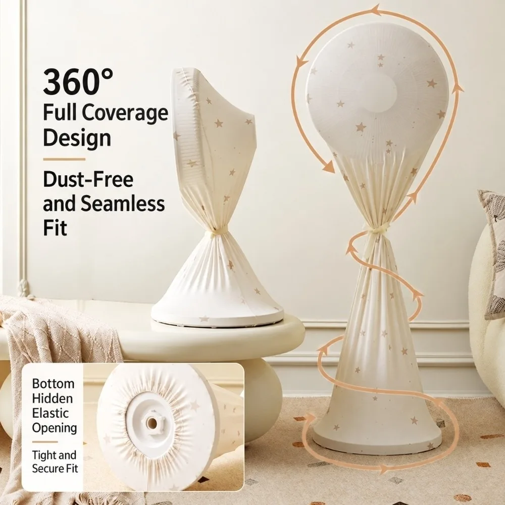 Stretch Fabric Fan Dust Cover Full Wrap Dust Proof Fan Protector Star Print Electric Fan Protective Cover Circulator Fan